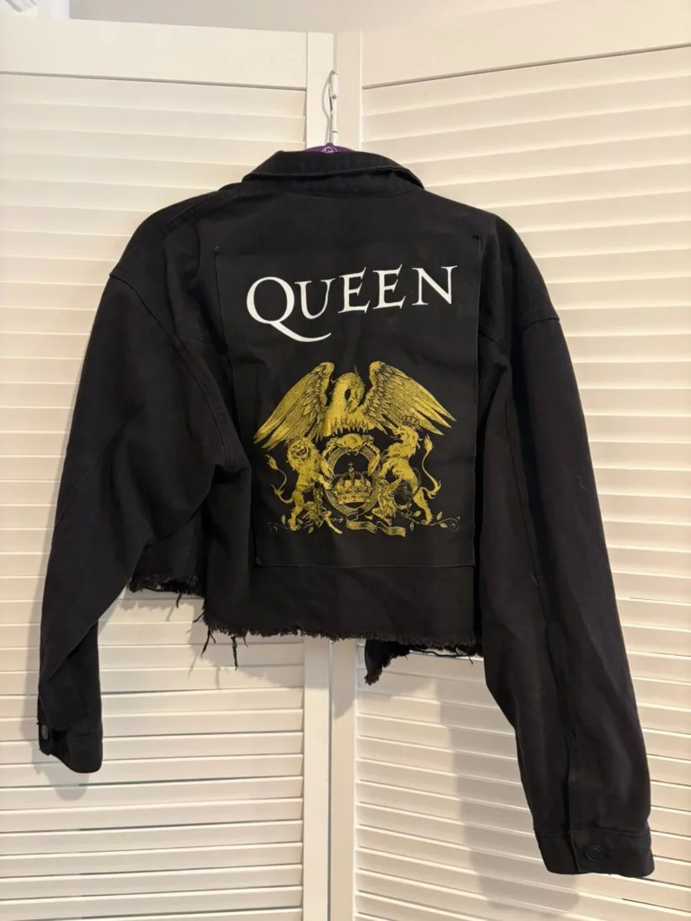 Black Cropped Denim Jacket with 